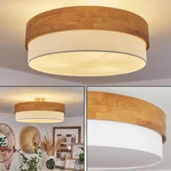 Lampes En Tissu-hofstein Plafonnier Vrolle Bois clair, Nickel mat, 3 lumières