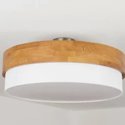 Lampes En Tissu-hofstein Plafonnier Vrolle Bois clair, Nickel mat, 3 lumières