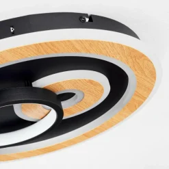 hofstein Plafonnier Xamontarupt LED Brun, Couleur bois, Noir, 1 lumière, Télécommandes