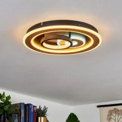 hofstein Plafonnier Xamontarupt LED Brun, Couleur bois, Noir, 1 lumière, Télécommandes