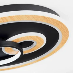 hofstein Plafonnier Xamontarupt LED Brun, Couleur bois, Noir, 1 lumière, Télécommandes