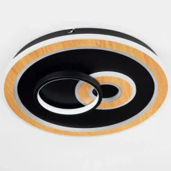 hofstein Plafonnier Xamontarupt LED Brun, Couleur bois, Noir, 1 lumière, Télécommandes