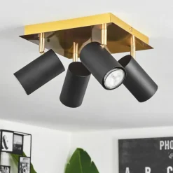 hofstein Plafonnier Zuoz Laiton, Noir, 4 lumières