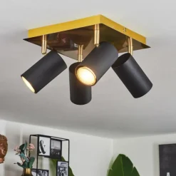 hofstein Plafonnier Zuoz Laiton, Noir, 4 lumières