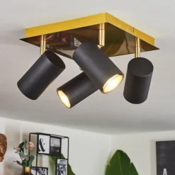 hofstein Plafonnier Zuoz Laiton, Noir, 4 lumières