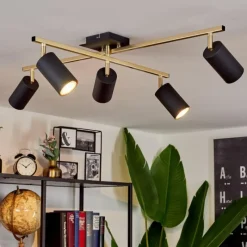 Lampes Art Déco-hofstein Plafonnier Zuoz Or, Noir, 5 lumières