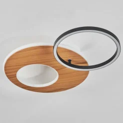 hofstein Plafonnier Abonakope LED Couleur bois, Écru, Noir, 2 lumières, Télécommandes, Changeur de couleurs