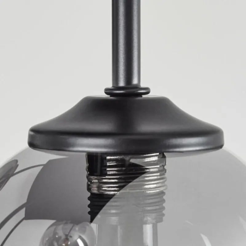 Suspension Verre Fumé-hofstein Plafonnier Abramo LED Noir, 5 lumières