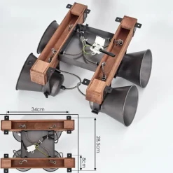 Lampes Industrielles-hofstein Plafonnier Aduard Bois foncé, Noir, 4 lumières