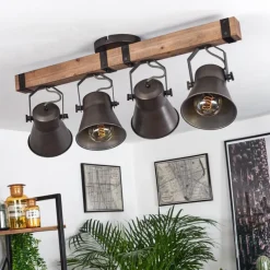 Lampes Industrielles-hofstein Plafonnier Aduard Brun, Noir, 4 lumières