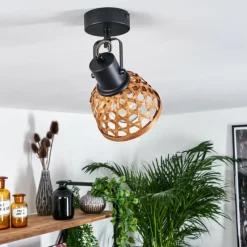 Style Boho-Chic-hofstein Plafonnier Aeschi Noir, 1 lumière