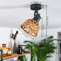 Style Boho-Chic-hofstein Plafonnier Aeschi Noir, 1 lumière