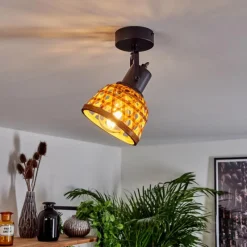 Style Boho-Chic-hofstein Plafonnier Aeschi Noir, 1 lumière