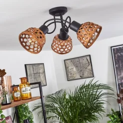 Style Boho-Chic-hofstein Plafonnier Aeschi Noir, 3 lumières