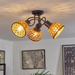 Style Boho-Chic-hofstein Plafonnier Aeschi Noir, 3 lumières