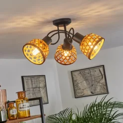 Style Boho-Chic-hofstein Plafonnier Aeschi Noir, 3 lumières