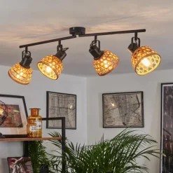 Style Boho-Chic-hofstein Plafonnier Aeschi Noir, 4 lumières