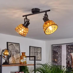 Style Boho-Chic-hofstein Plafonnier Aeschi Noir, 2 lumières