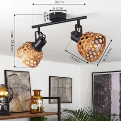 Style Boho-Chic-hofstein Plafonnier Aeschi Noir, 2 lumières