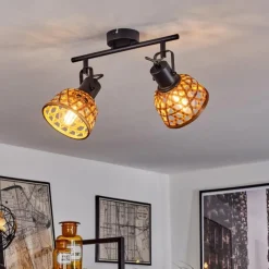 Style Boho-Chic-hofstein Plafonnier Aeschi Noir, 2 lumières