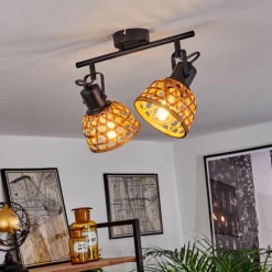 Style Boho-Chic-hofstein Plafonnier Aeschi Noir, 2 lumières