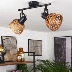 Style Boho-Chic-hofstein Plafonnier Aeschi Noir, 2 lumières