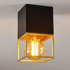 Lampes Vintages & Rétros-hofstein Plafonnier Agawam Noir, 1 lumière