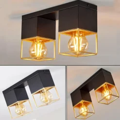 Lampes Vintages & Rétros-hofstein Plafonnier Agawam Noir, 2 lumières