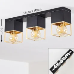 Lampes Dorées-hofstein Plafonnier Agawam Or, Laiton, Noir, 3 lumières