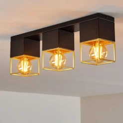 Lampes Dorées-hofstein Plafonnier Agawam Or, Laiton, Noir, 3 lumières