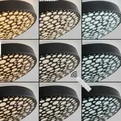 hofstein Plafonnier Agodim LED Noir, Blanc, 1 lumière, Télécommandes, Changeur de couleurs