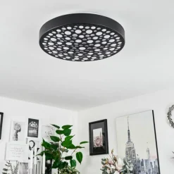 hofstein Plafonnier Agodim LED Noir, Blanc, 1 lumière, Télécommandes, Changeur de couleurs