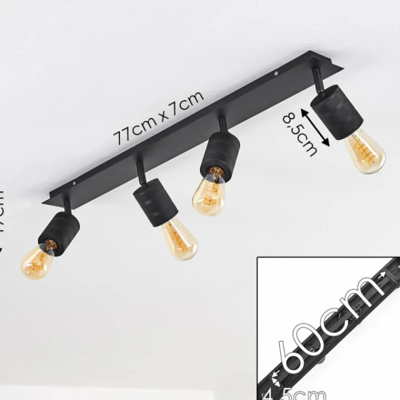 hofstein Plafonnier Ajaccio Noir, 4 lumières* Spots Et Projecteurs