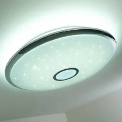 hofstein Plafonnier Alar LED Chrome, Blanc, 1 lumière, Télécommandes