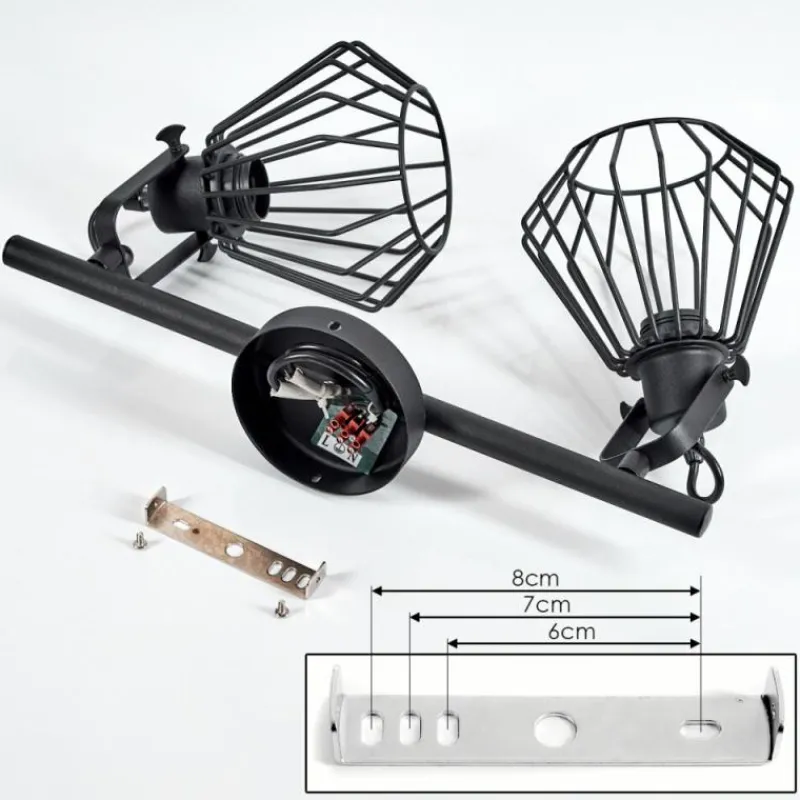 Lampes Industrielles-hofstein Plafonnier Albreda Noir, 2 lumières