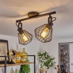 Lampes Industrielles-hofstein Plafonnier Albreda Noir, 2 lumières