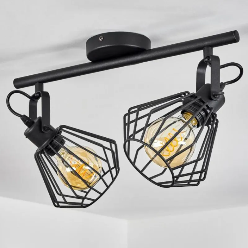 Lampes Industrielles-hofstein Plafonnier Albreda Noir, 2 lumières