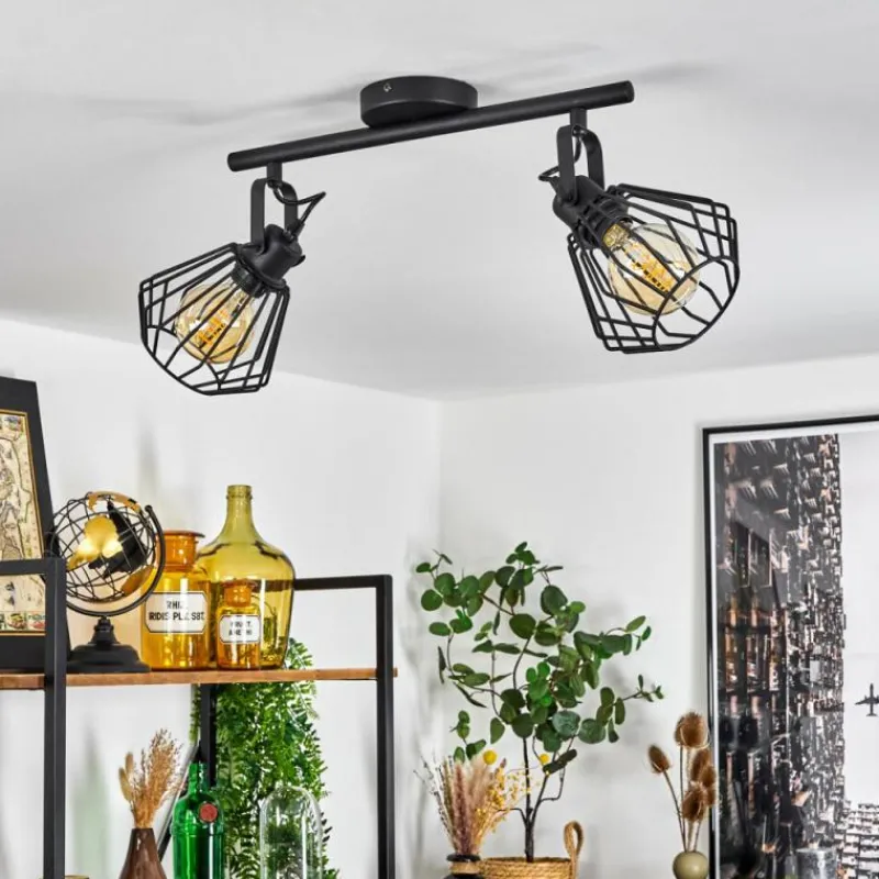 Lampes Industrielles-hofstein Plafonnier Albreda Noir, 2 lumières