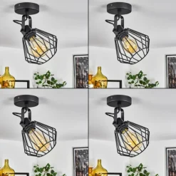 Lampes Industrielles-hofstein Plafonnier Albreda Noir, 1 lumière