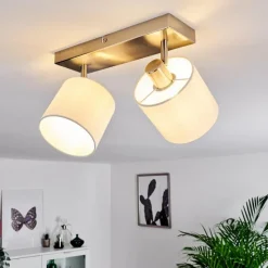 Lampes En Tissu-hofstein Plafonnier Alsen Nickel mat, 2 lumières