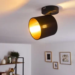 Lampes En Tissu-hofstein Plafonnier Alsen Noir, 1 lumière