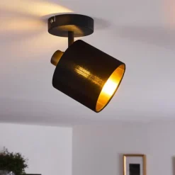 Lampes En Tissu-hofstein Plafonnier Alsen Noir, 1 lumière