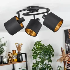 Lampes En Tissu-hofstein Plafonnier Alsen Noir, 3 lumières