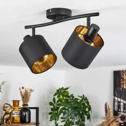 Lampes En Tissu-hofstein Plafonnier Alsen Noir, 2 lumières