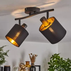 Lampes En Tissu-hofstein Plafonnier Alsen Noir, 2 lumières