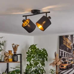 Lampes En Tissu-hofstein Plafonnier Alsen Noir, 2 lumières