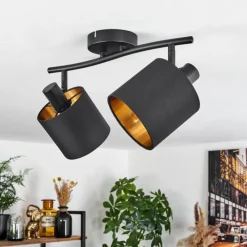 Lampes En Tissu-hofstein Plafonnier Alsen Noir, 2 lumières
