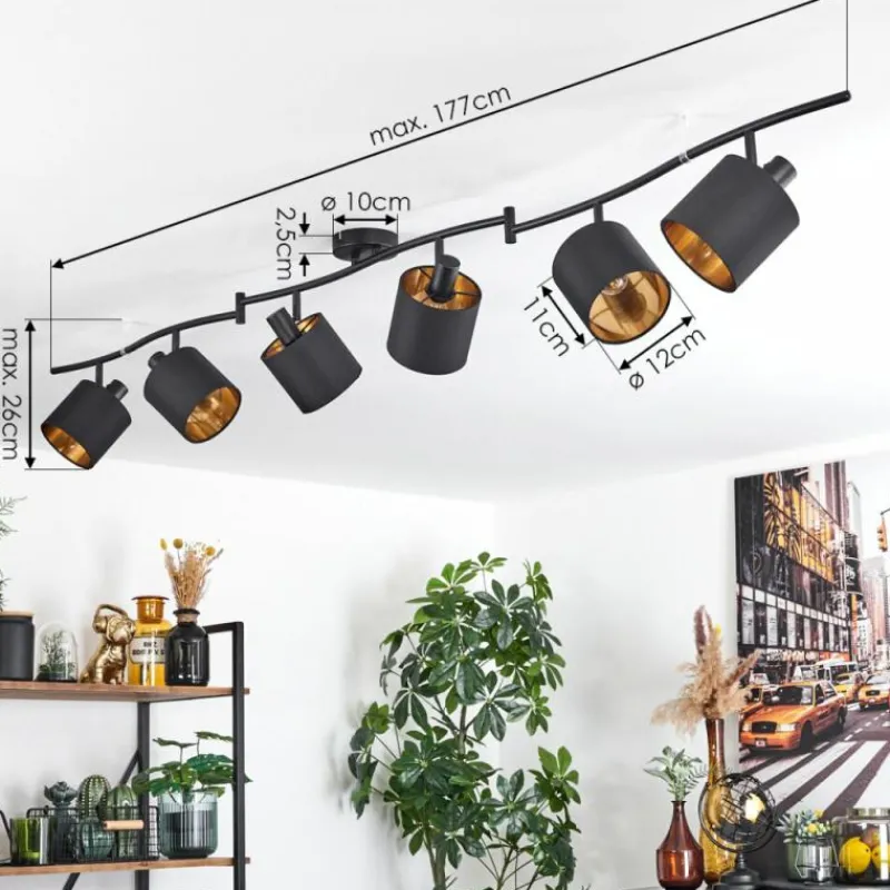 Lampes En Tissu-hofstein Plafonnier Alsen Noir, 6 lumières