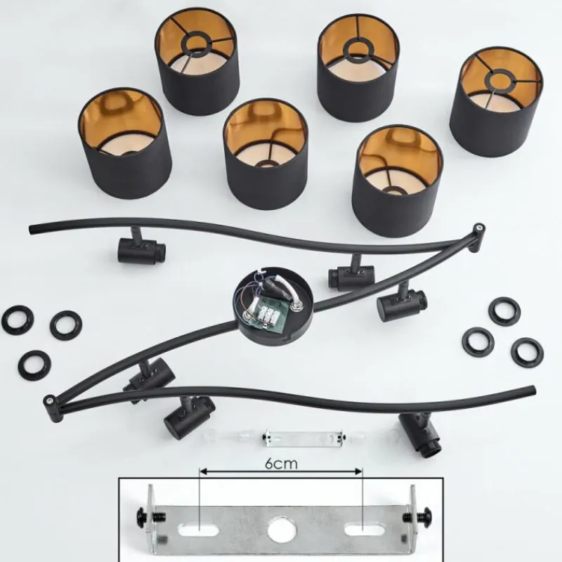 Lampes En Tissu-hofstein Plafonnier Alsen Noir, 6 lumières