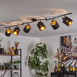 Lampes En Tissu-hofstein Plafonnier Alsen Noir, 6 lumières